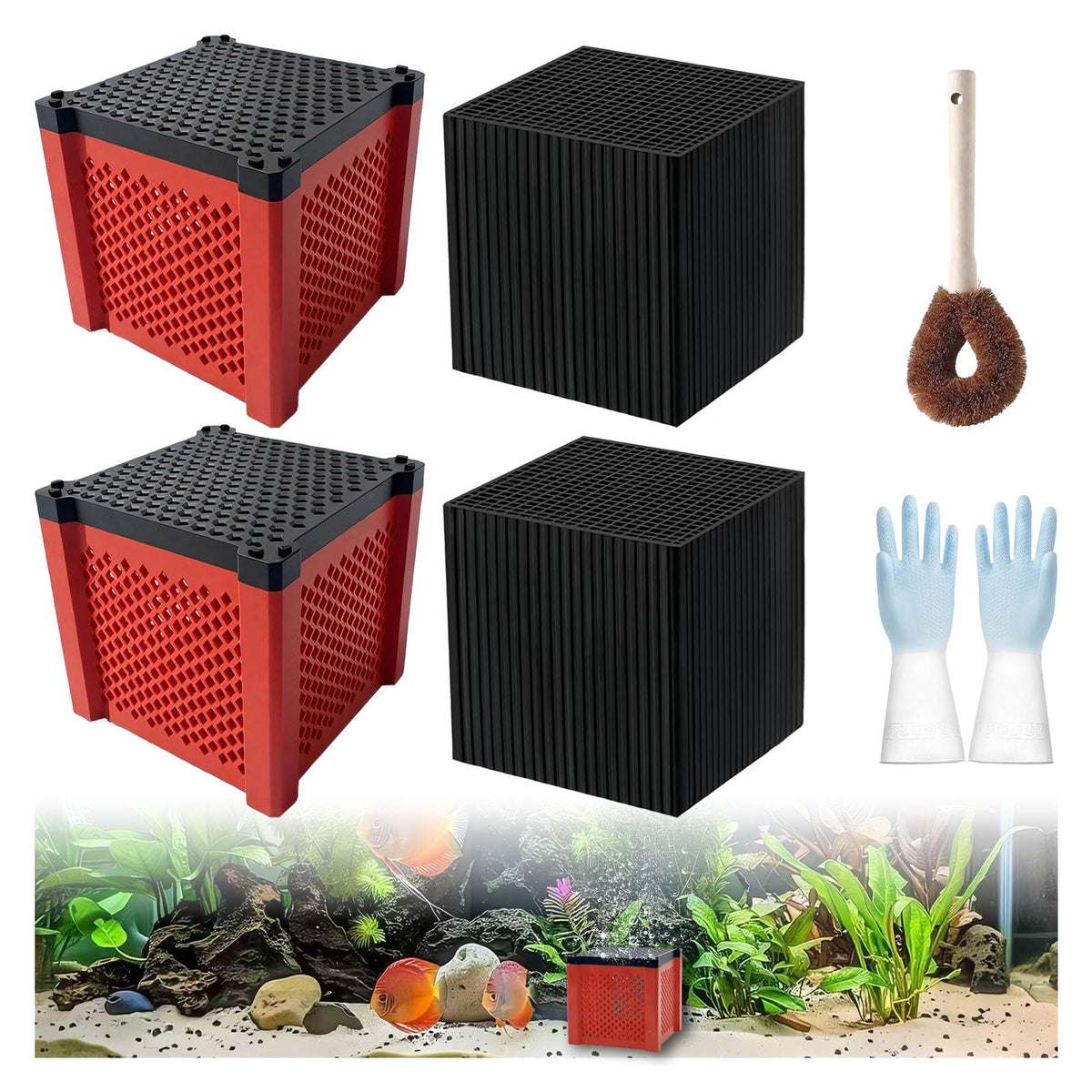 2PCS Pure Cube Water Trough Filter (RED)