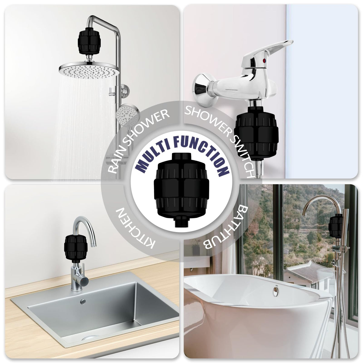 20 Stage Shower Head Filter for Hard Water with 3 Cartridges (Black / Shower Filter with 3 Cartridges)