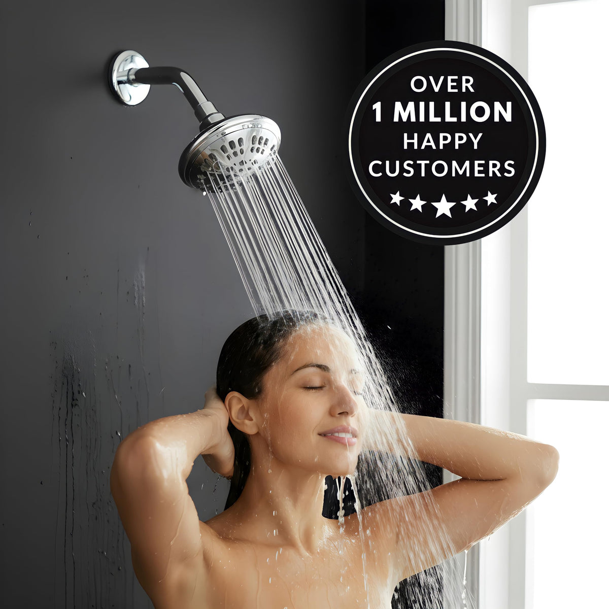 6 Function Luxury Shower Head (Polished Chrome / 1.8 GPM)