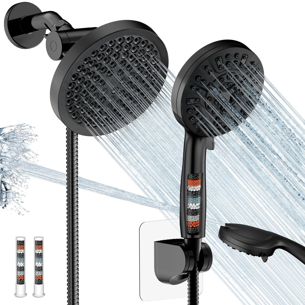 Shower Head with Handheld Spray Combo (Black)