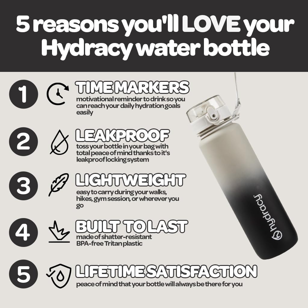 Water Bottle with Time Marker (Grey Black)