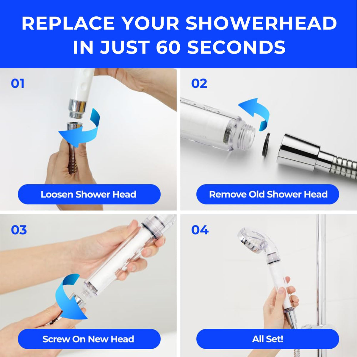 Puresome Filtered Shower Head (SET 1 / Showerhead + 3 replacements)