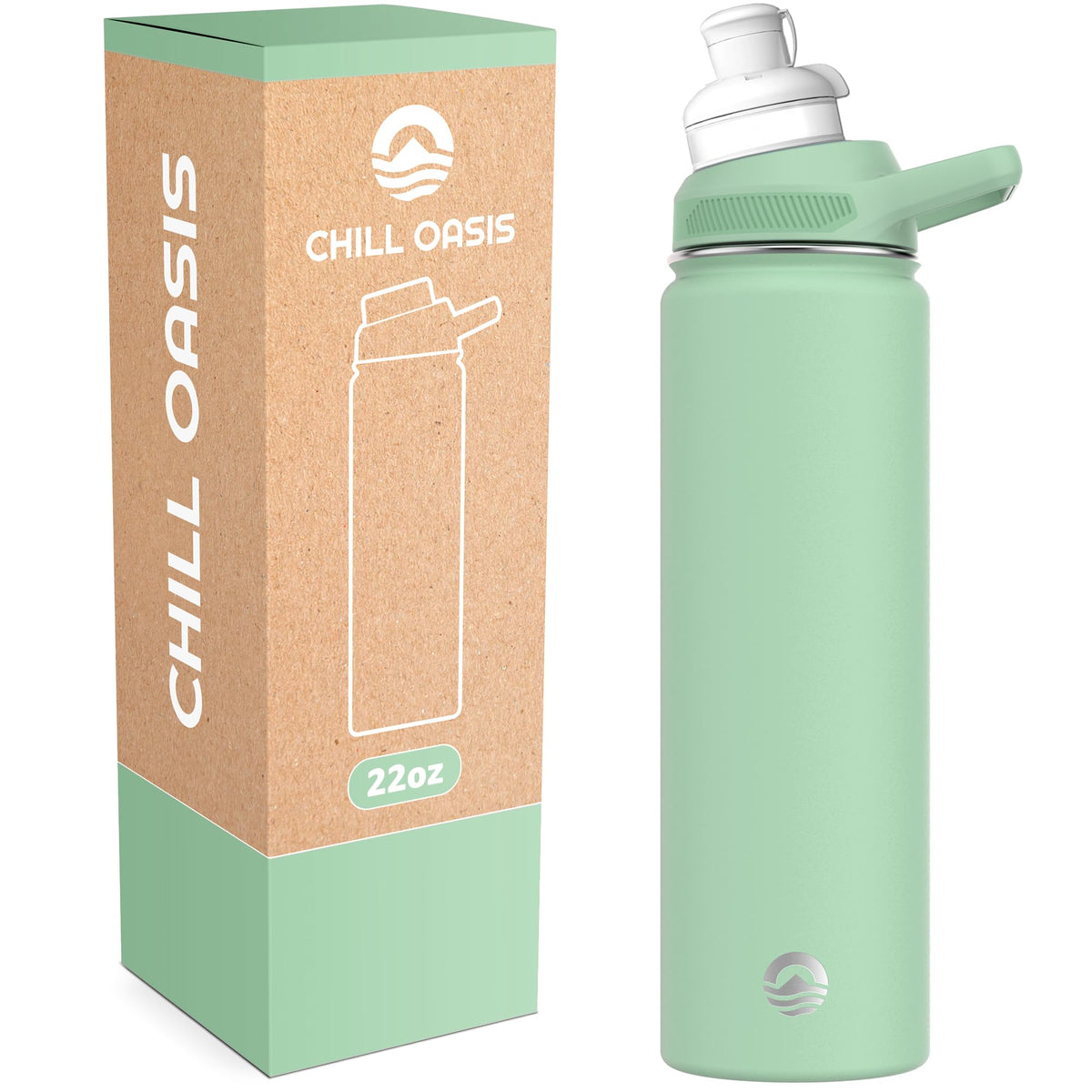 Water Bottle Compatible With Popular Flavor Cartridges (Sage / 22 Ounces)