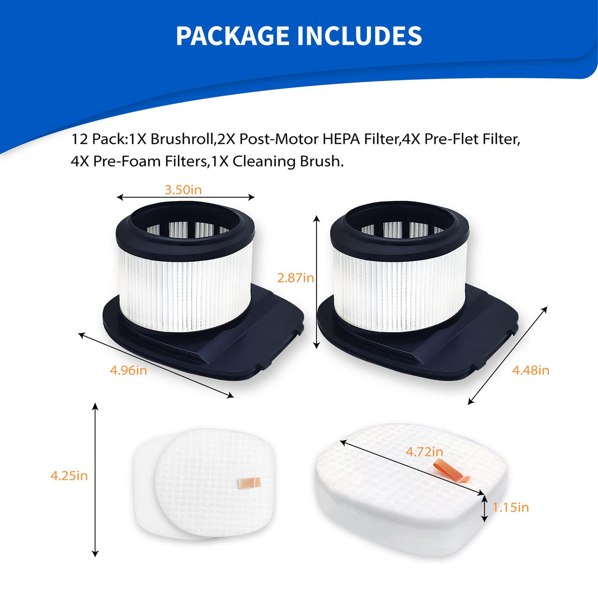 IZ462H Brush & Filter Kit for Shark Vertex Stick Vacuum (12P)