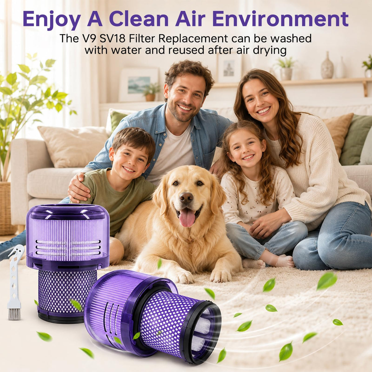 2 Pack V9 SV18 Filter Replacement Compatible with Dyson (V9 SV18 Purple / 2P)