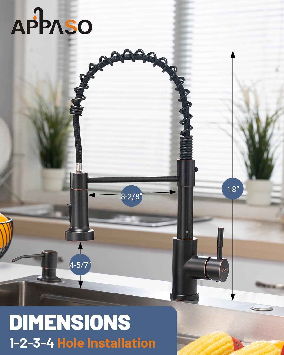 Spring Kitchen Faucet with Soap Dispenser Oil Rubbed Bronze (Bronze)