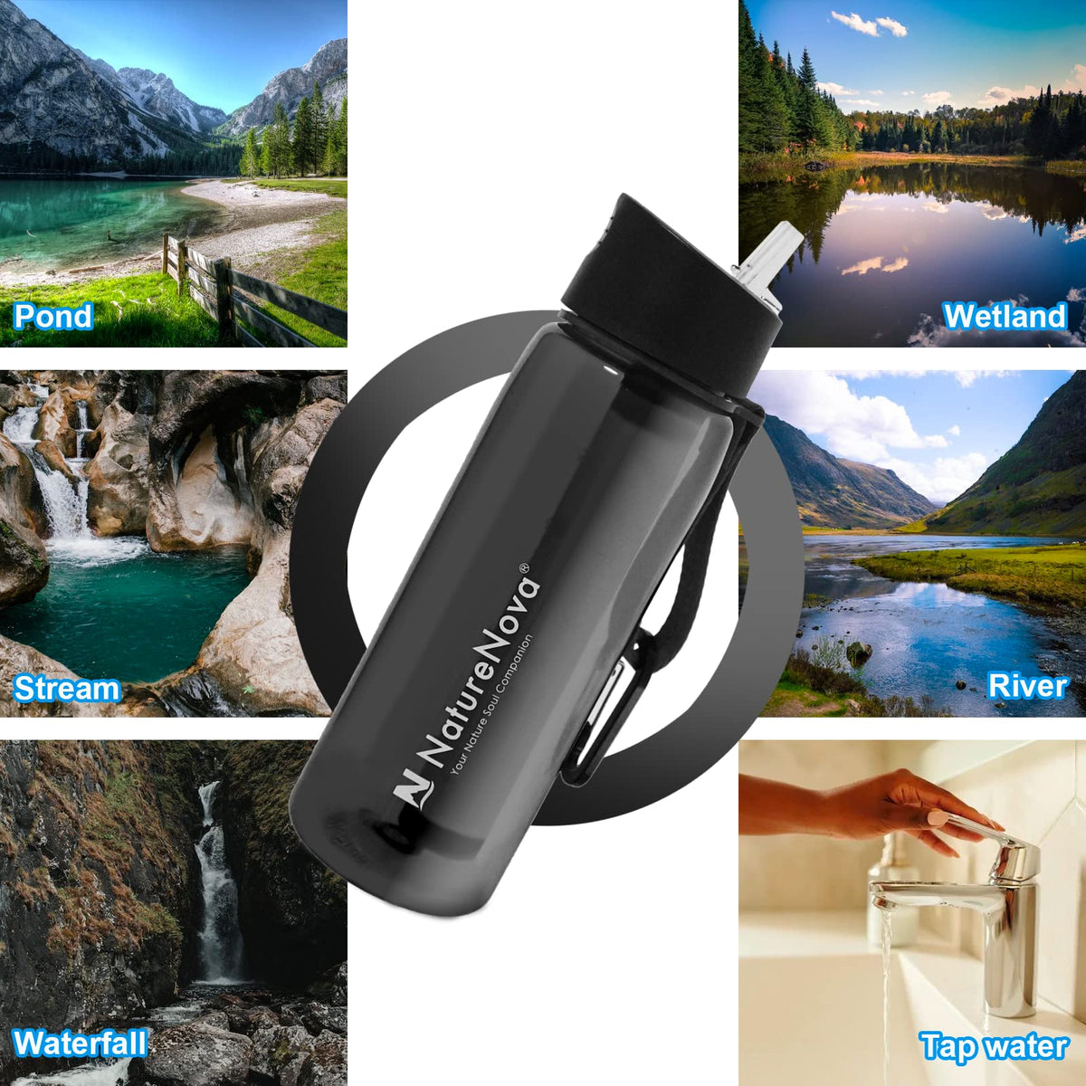 Water Filter Bottle with 4 (black)