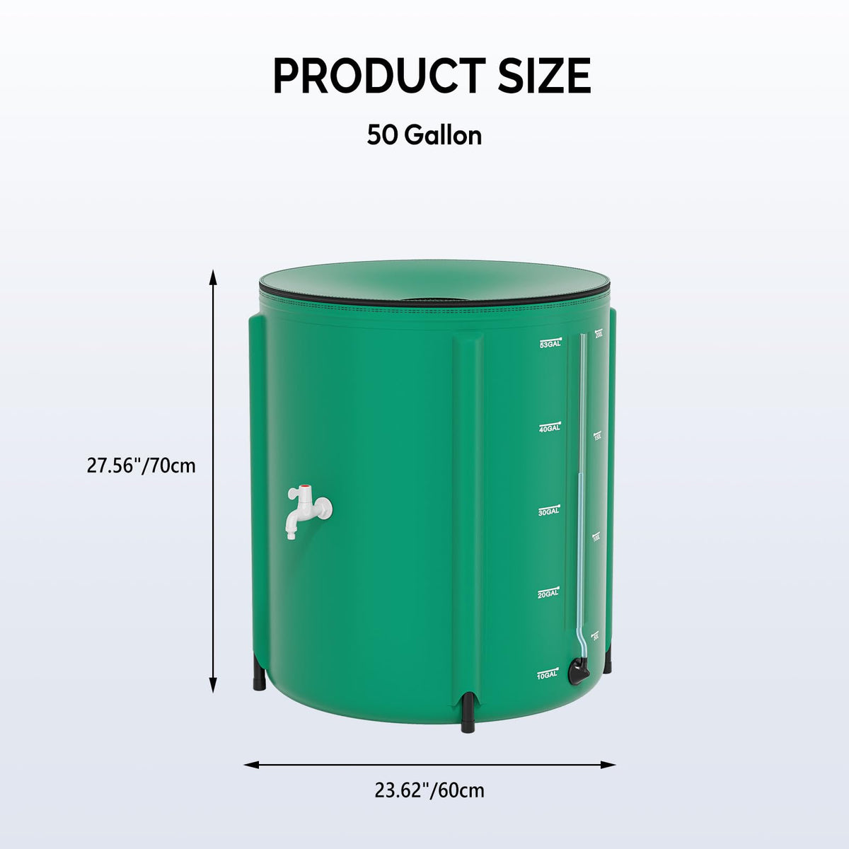 50 Gallon Collapsible Rain Barrel with Volume Mark (Green / 50 Gallon (with Volume Markings))