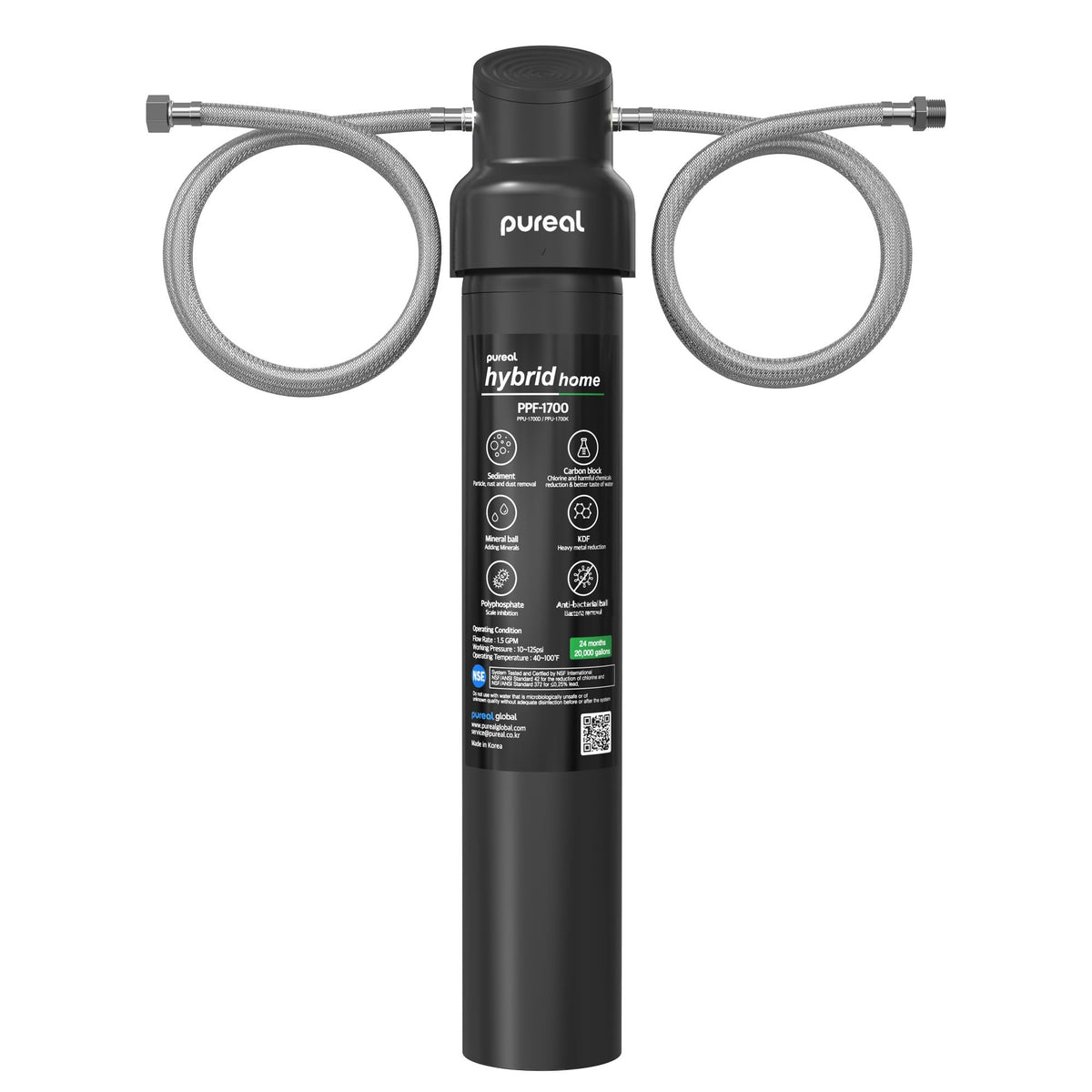 PPU 1700K Under Sink Water Filter System with Hose (17" 1-Stage / with Hose)