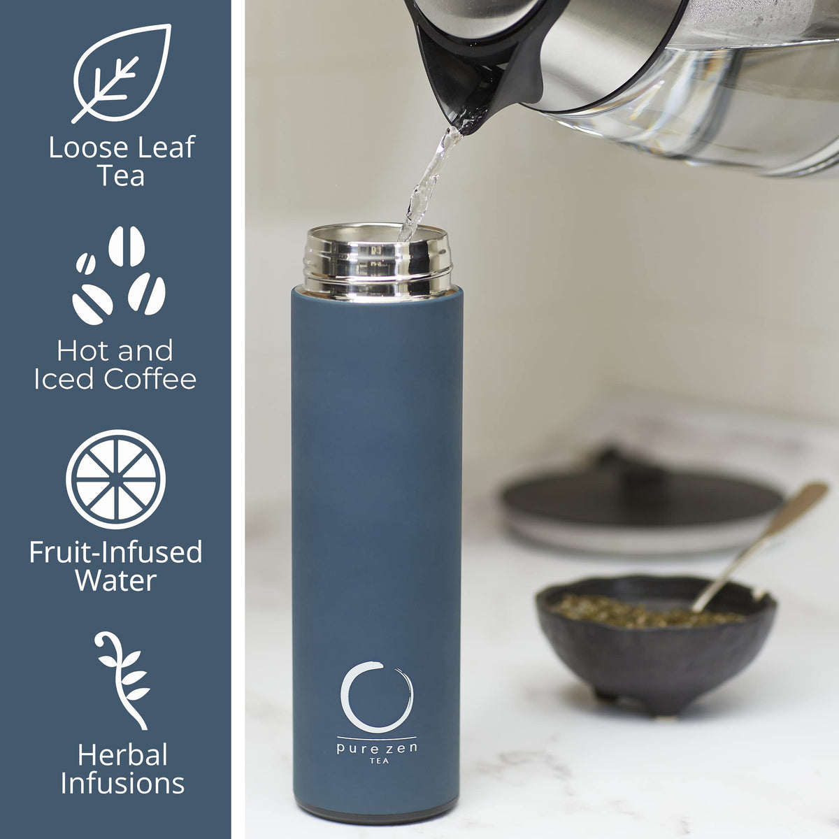 Insulated Tea Infuser Bottle (Blue)