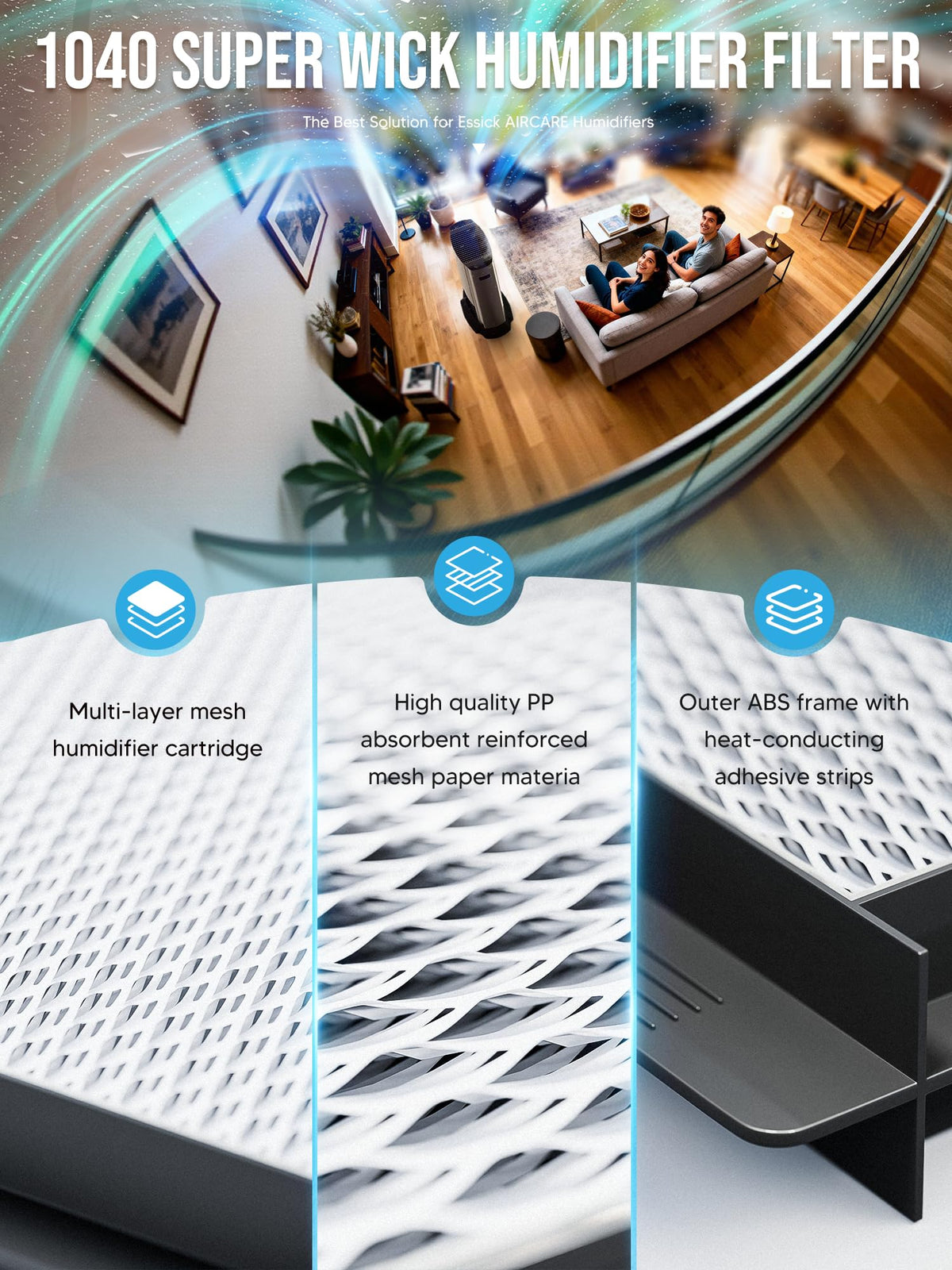 1040 Super Wick Humidifier Filter Replacement for Essick Air AIRCARE Humidifiers Filter B40 B40 (White-4 Pack)