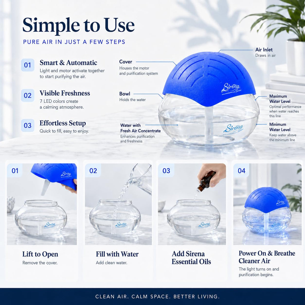 Twister Air Purifier with Water Filter (Blue)