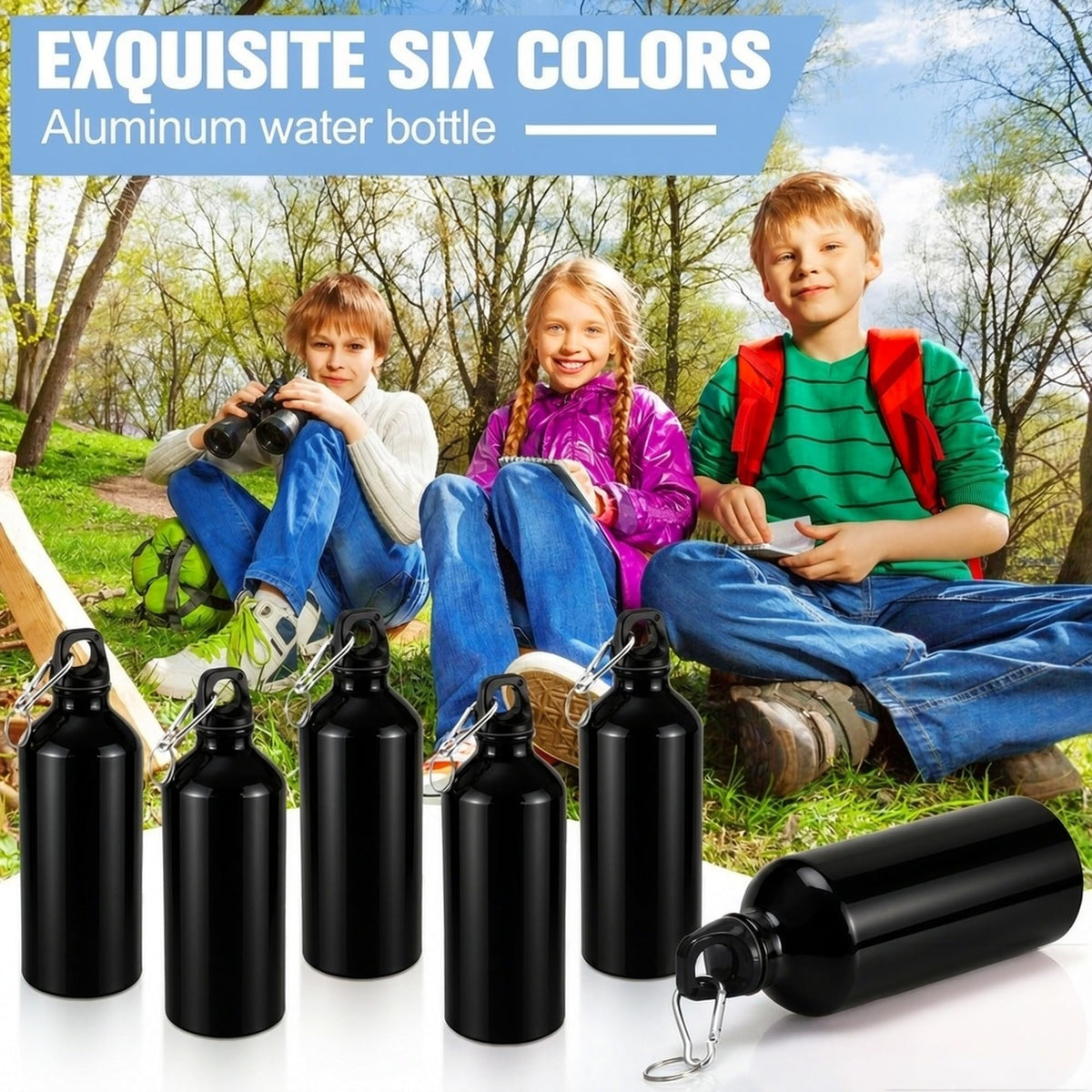 24 Pcs Aluminum Water Bottles Bulk Reusable Bottles (Black)