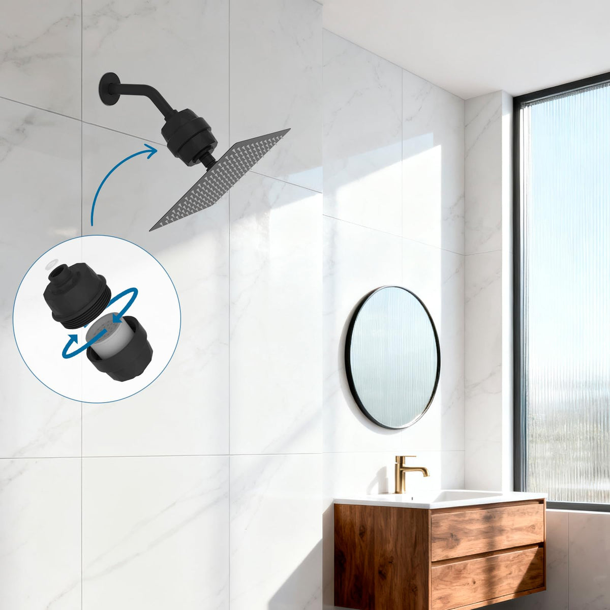 Universal Shower Head Filter (Shower Filter / Matte Black)