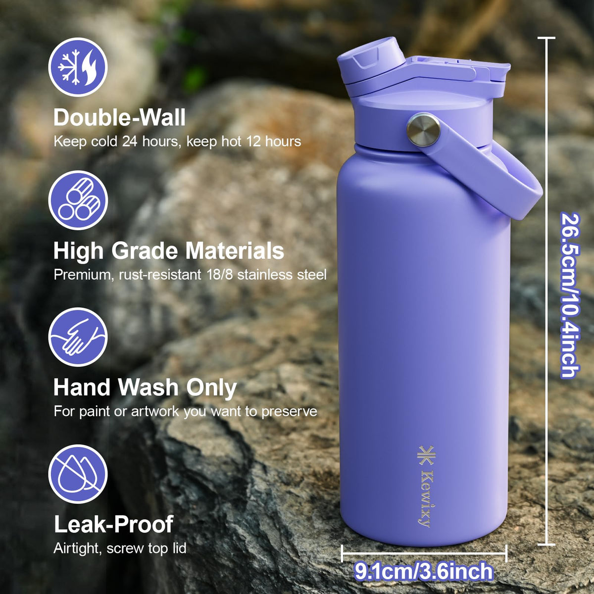 32 oz Insulated Water Bottle (Aurora Blue / 32 Ounces)