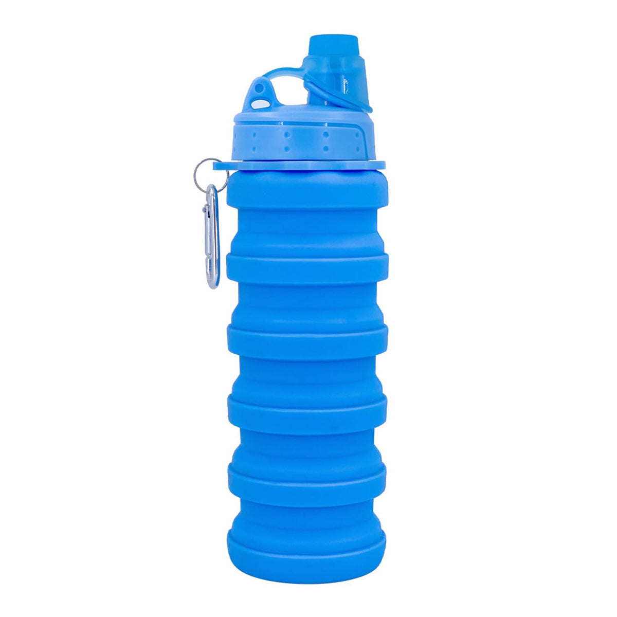 Collapsible Water Bottles Travel Sports Portable Sport Water Bottle comes with mountaineering Buckle 500ml silicone Water (1 pack / Blue)