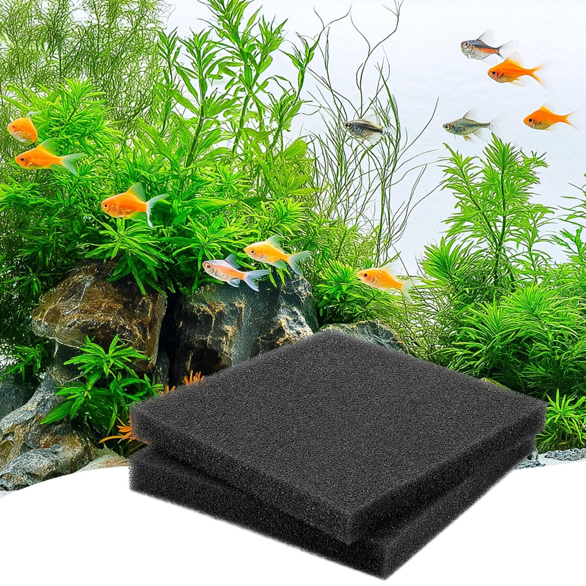 Aquarium Sponge Filter Pad (7.9*7.9*1 inch/2pcs)