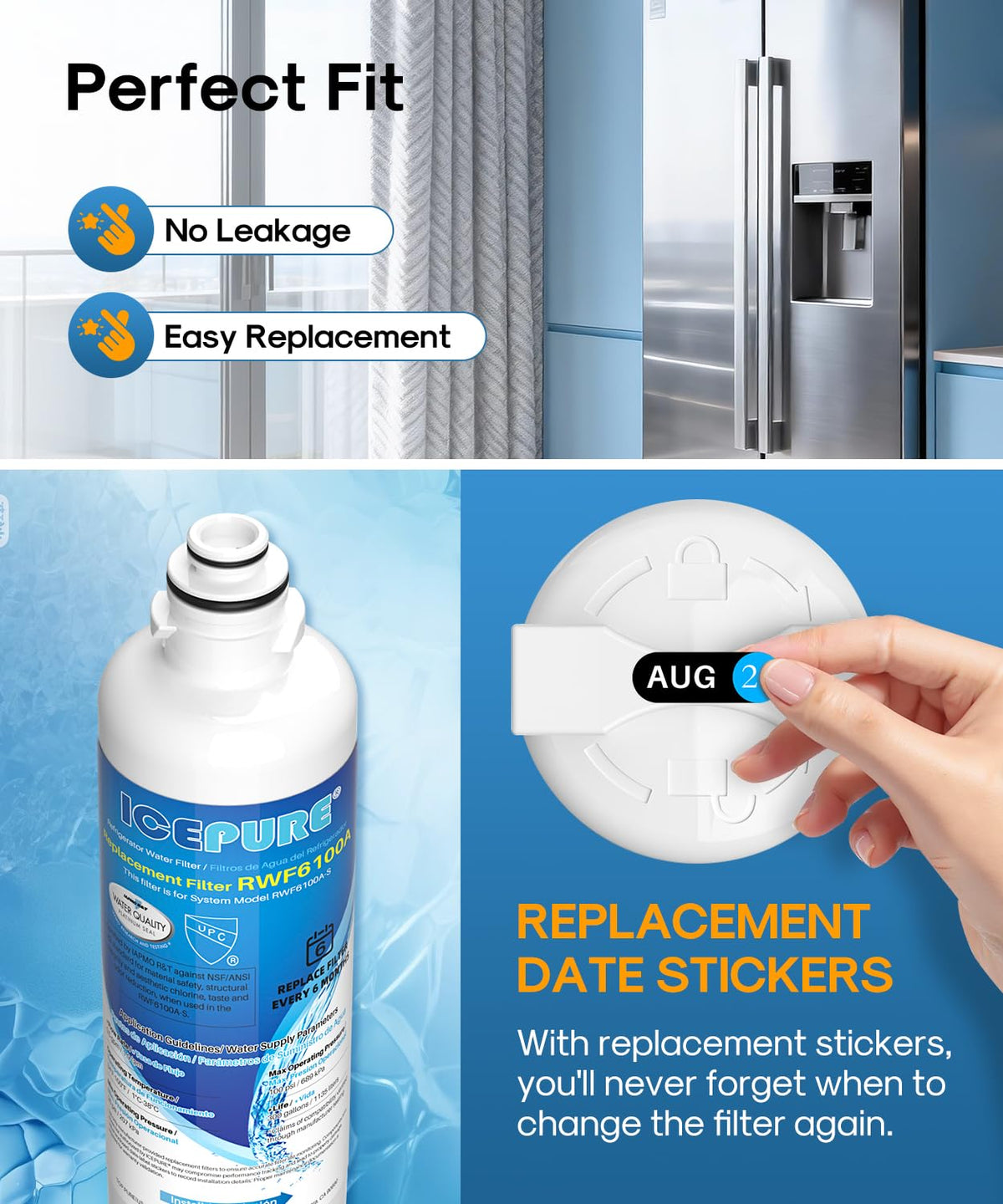 BORPLFTR50 Water Filter Replacement for Bosch 11032531 (Chlorine, Odor Removal / 3 Count (Pack of 1))
