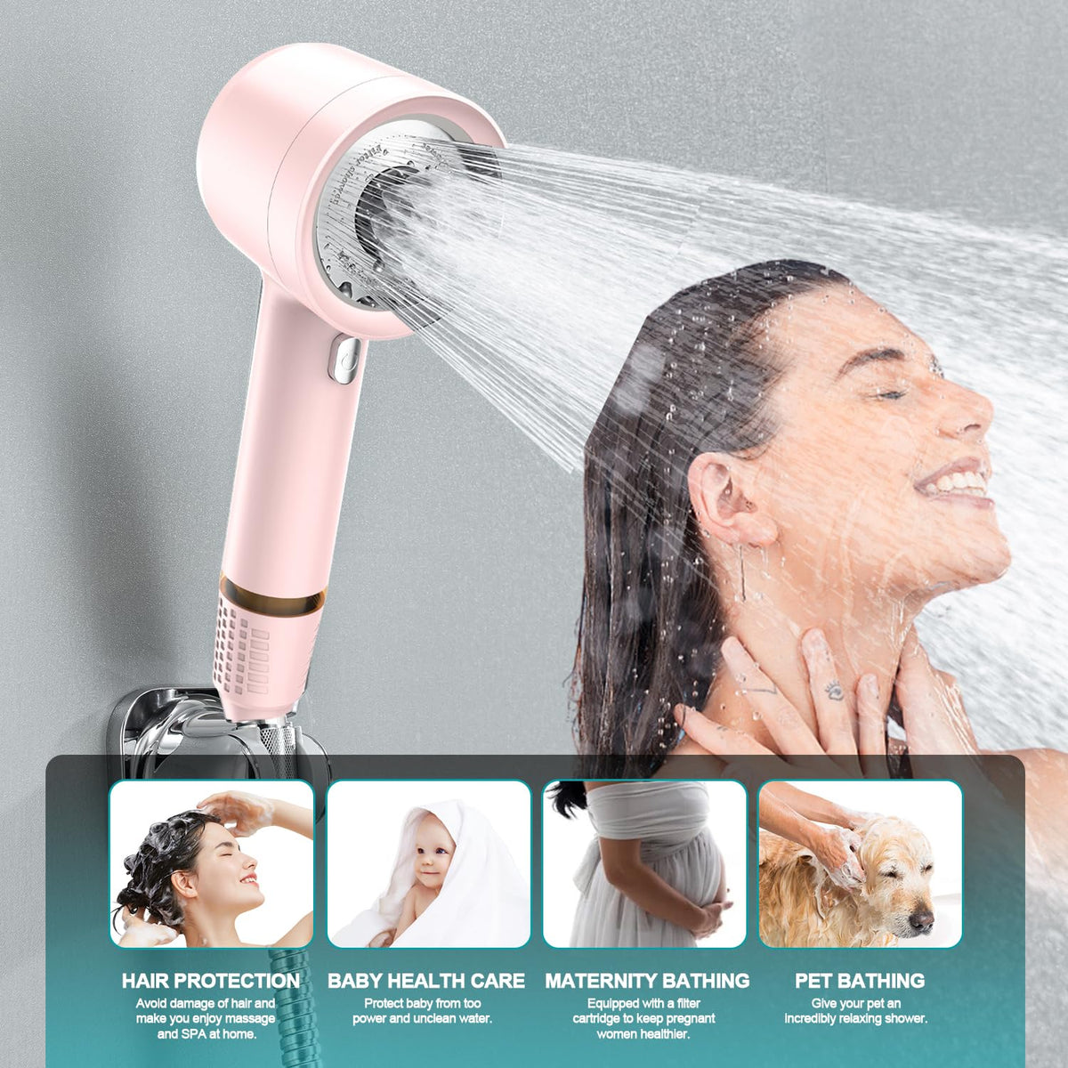 Shower Head with Handheld (Pink)