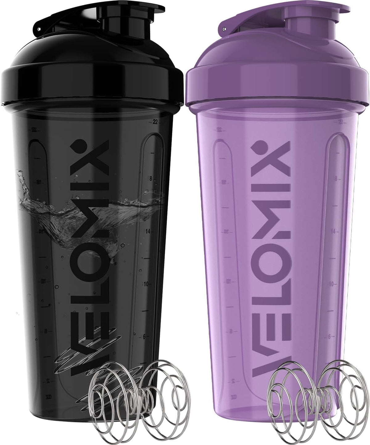 2 Pack 28oz Protein Shaker Bottle for Protein Mixes (A4) Purple / Black)