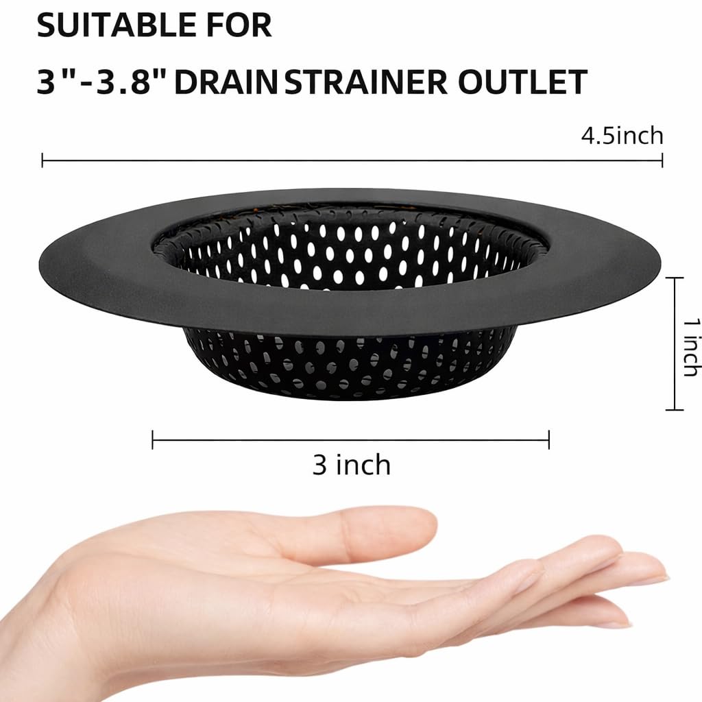 2 Pcs Sink Strainer for Most Kitchen Sink Drain Basket (Metal Black-2pack)