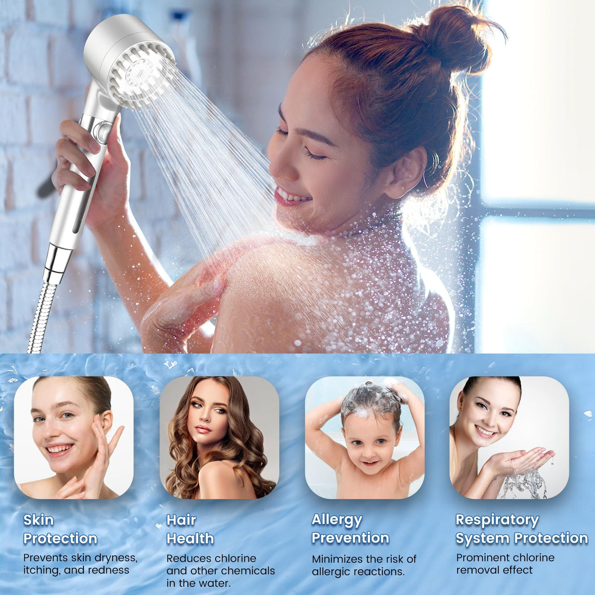 Filtered Shower Head with Handheld (Wihte)