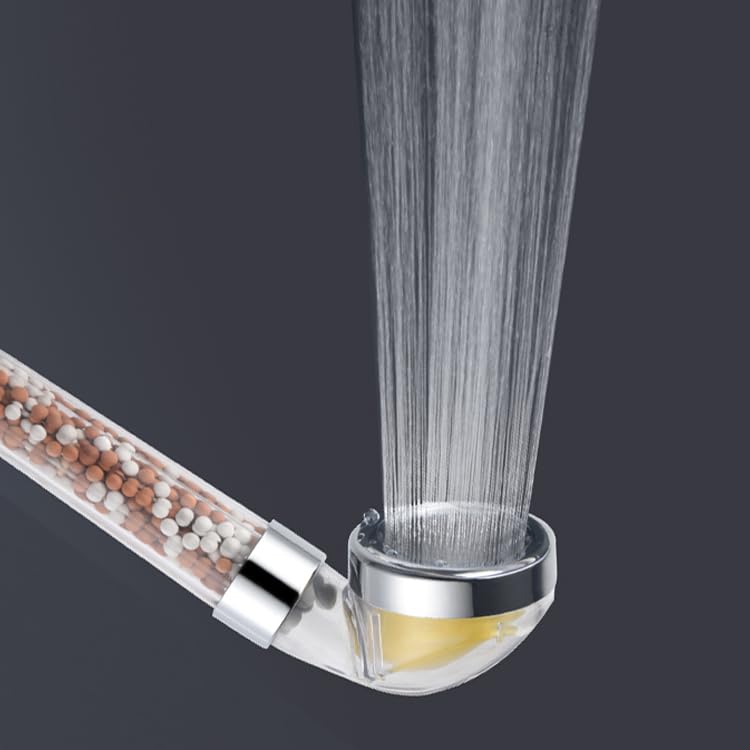 Vitamin C Filtered High Pressure Handheld Shower Head with Bracket and Metal Hose Purifying Hard Water Softener Chlorine Flouride Filter Aroma Showerhead Fresh Dry Skin & Hair Loss (Aroma Filter Showerhead Transparent)