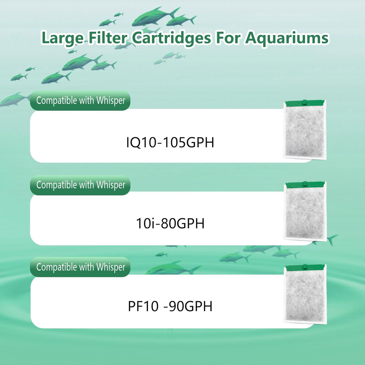 Aquarium Filter Cartridge Compatible Whisper Power Filter (3-Pack)