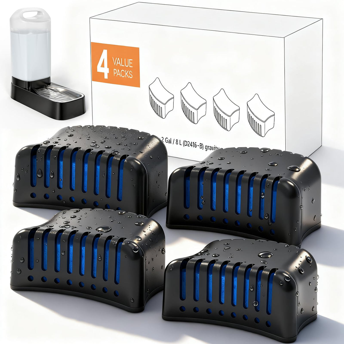 Pack of 4 Replacement Filters for D2416B Automatic Dog Water Bowl Dispenser