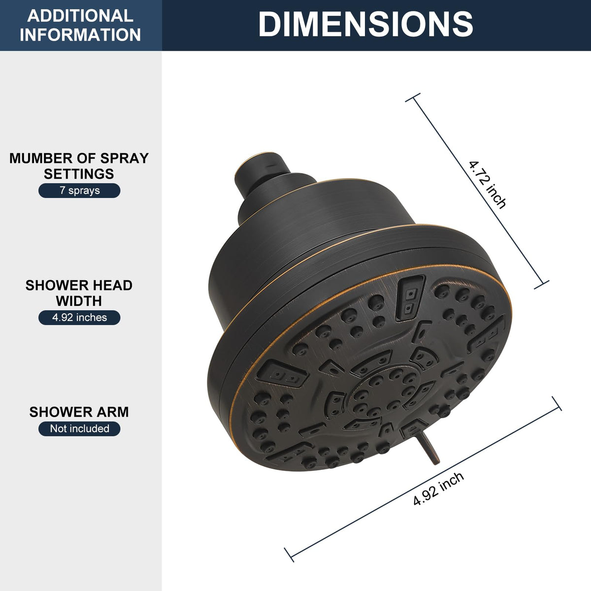 High Pressure Shower Filter Head Oil Rubbed Bronze Fixed Shower Head (Bronze)