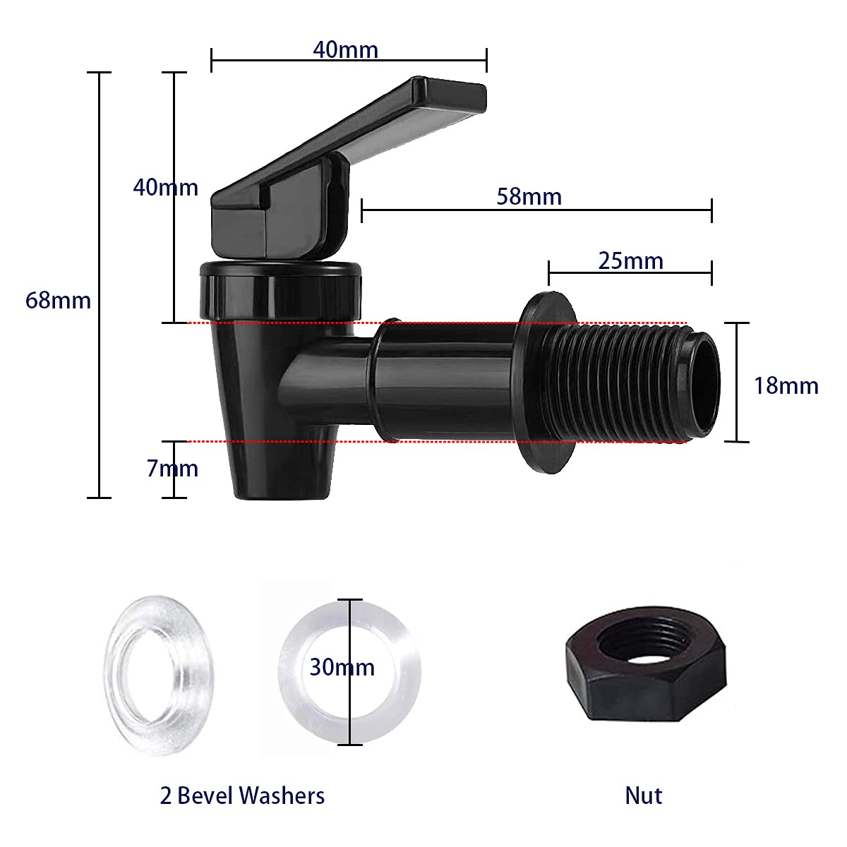 HUI NING Replacement Ceramic Dome Water Filter and Faucet Kit for Countertop (2 Dome Filters & 2 Black Taps)