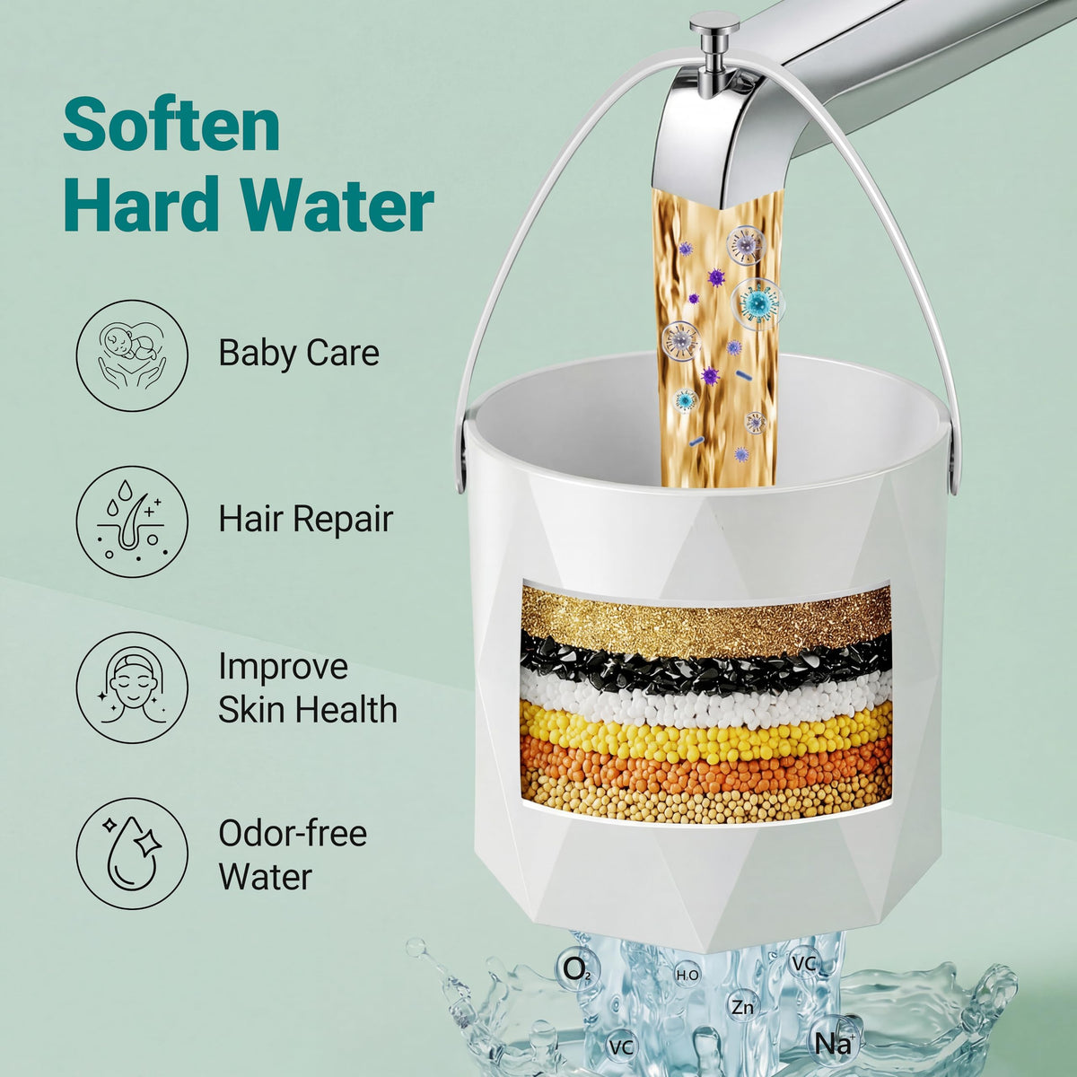 10 Stage Bath Faucet Filter (Glossy White)