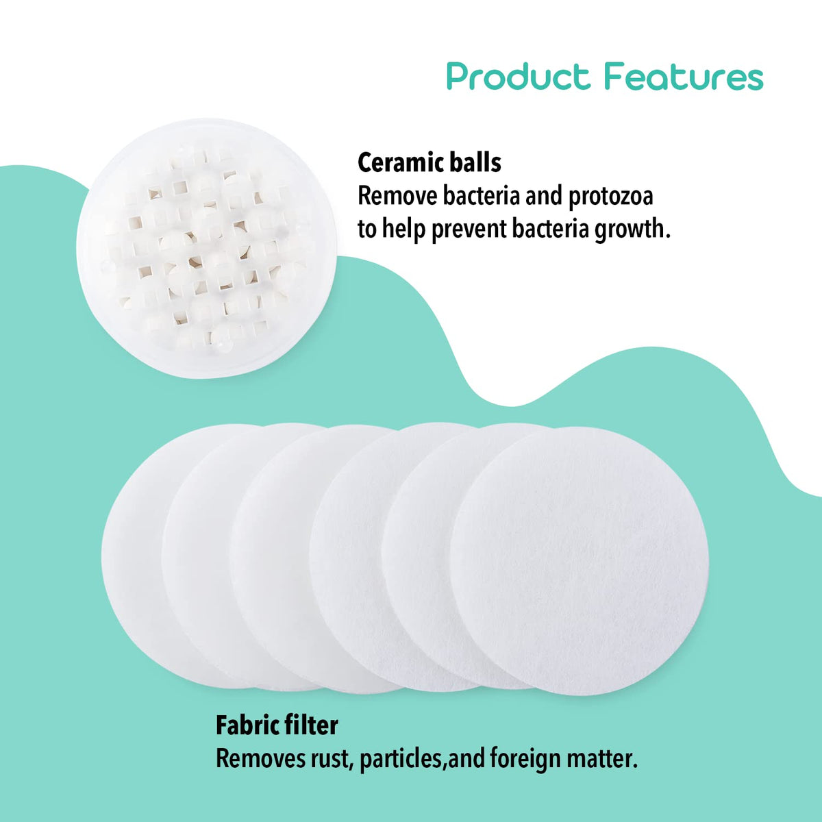 Fabric & Ceramic Ball Filters Set for Barumi Livo Kids Handheld Showerhead (Fabric Filter + Ceramic Balls)