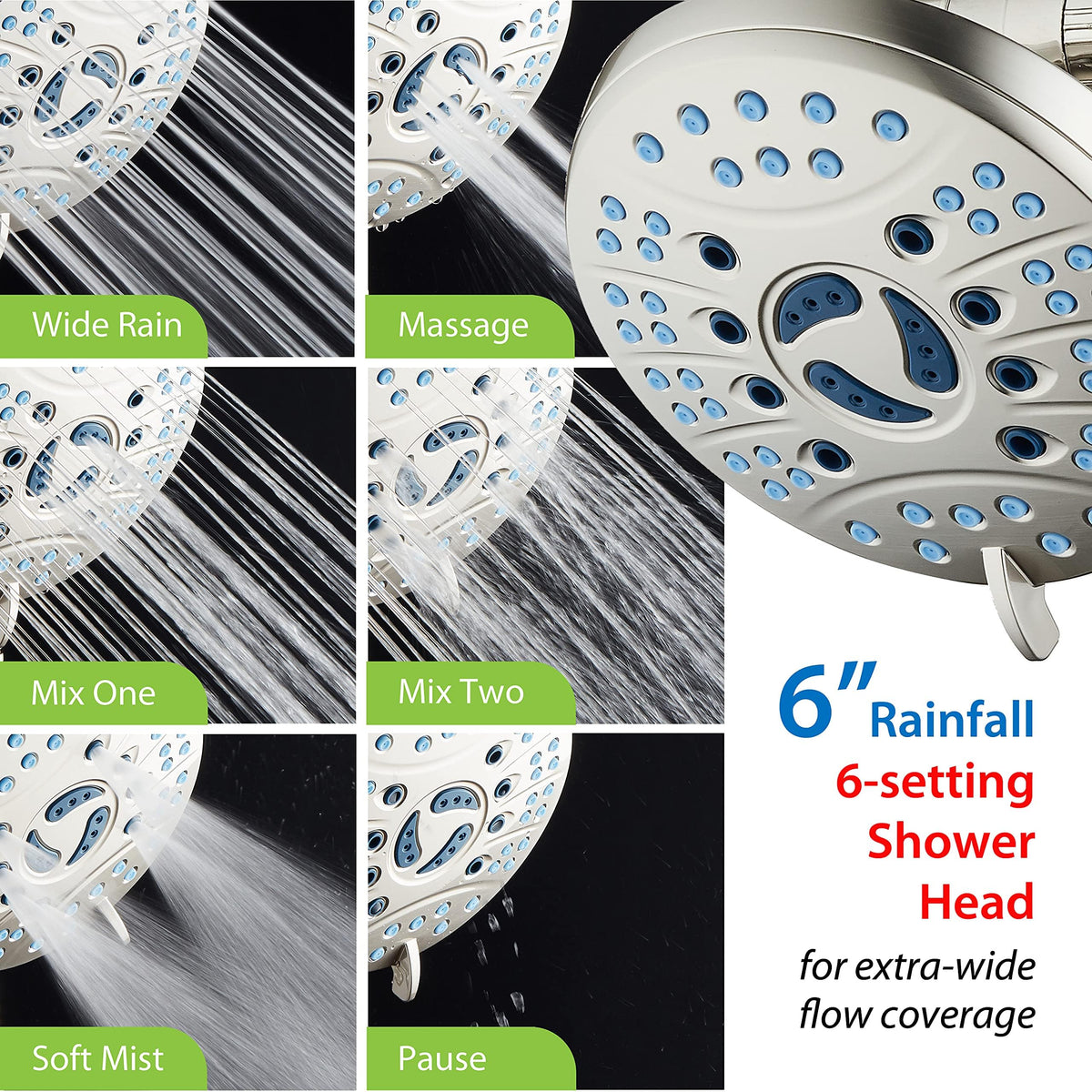 AquaCare 50 mode High Pressure 7 inch Shower Head Combo w (Satin Nickel)