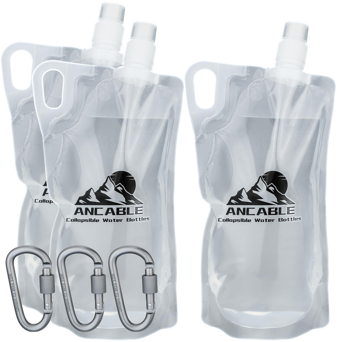 33oz (1L) Collapsible Water Bottles, 3-Pack Reusable Travel Foldable Water Bottles for Hiking Camping Running Bike, BPA-Free Water Bottle (33 Ounces / Clear x 3)