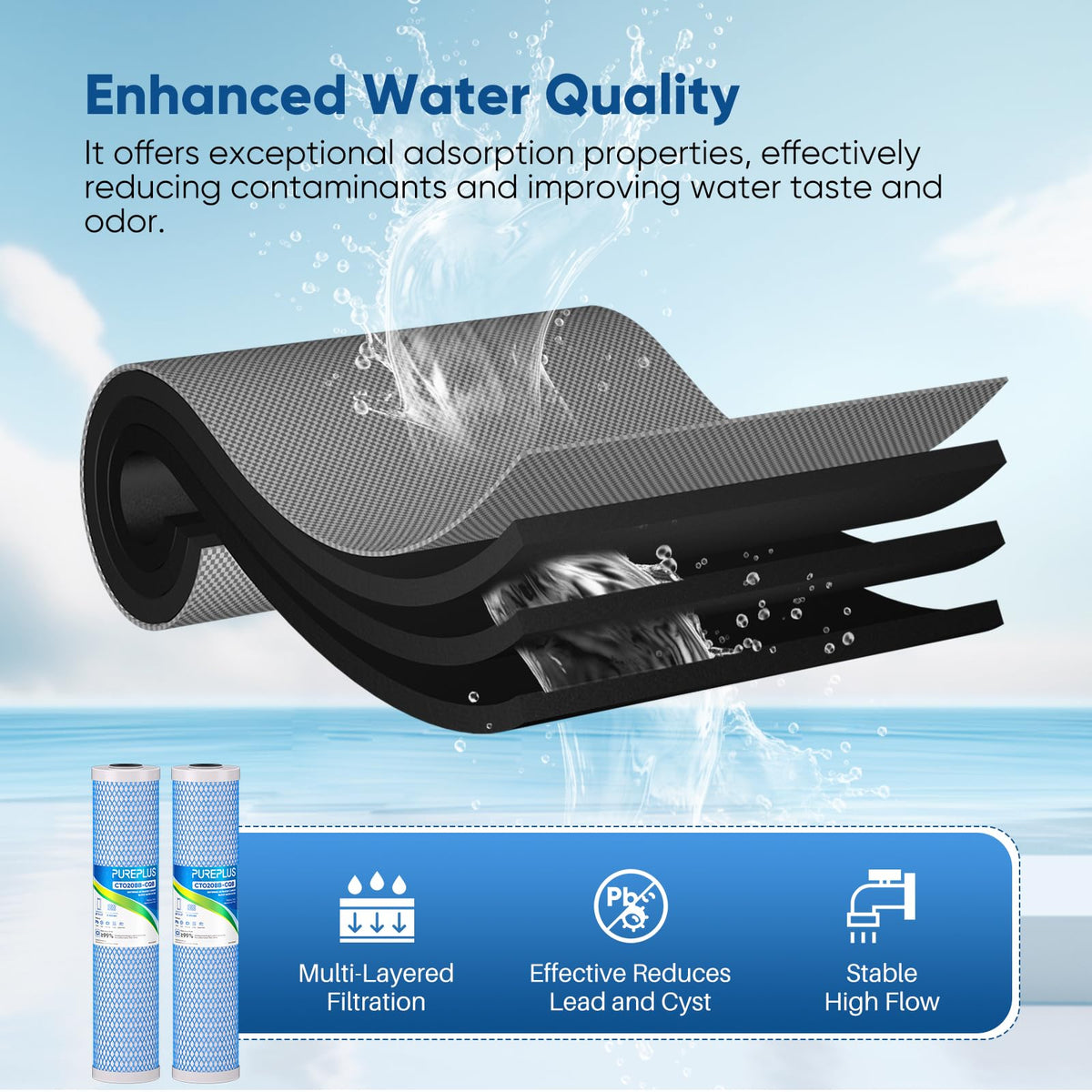 20" x 4.5" Whole House Activated Carbon Water Filter