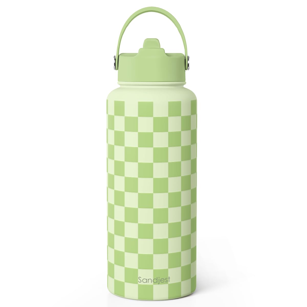 Checkered Water Bottle Stainless Steel 32oz with Lid & Straw (Checker 1)
