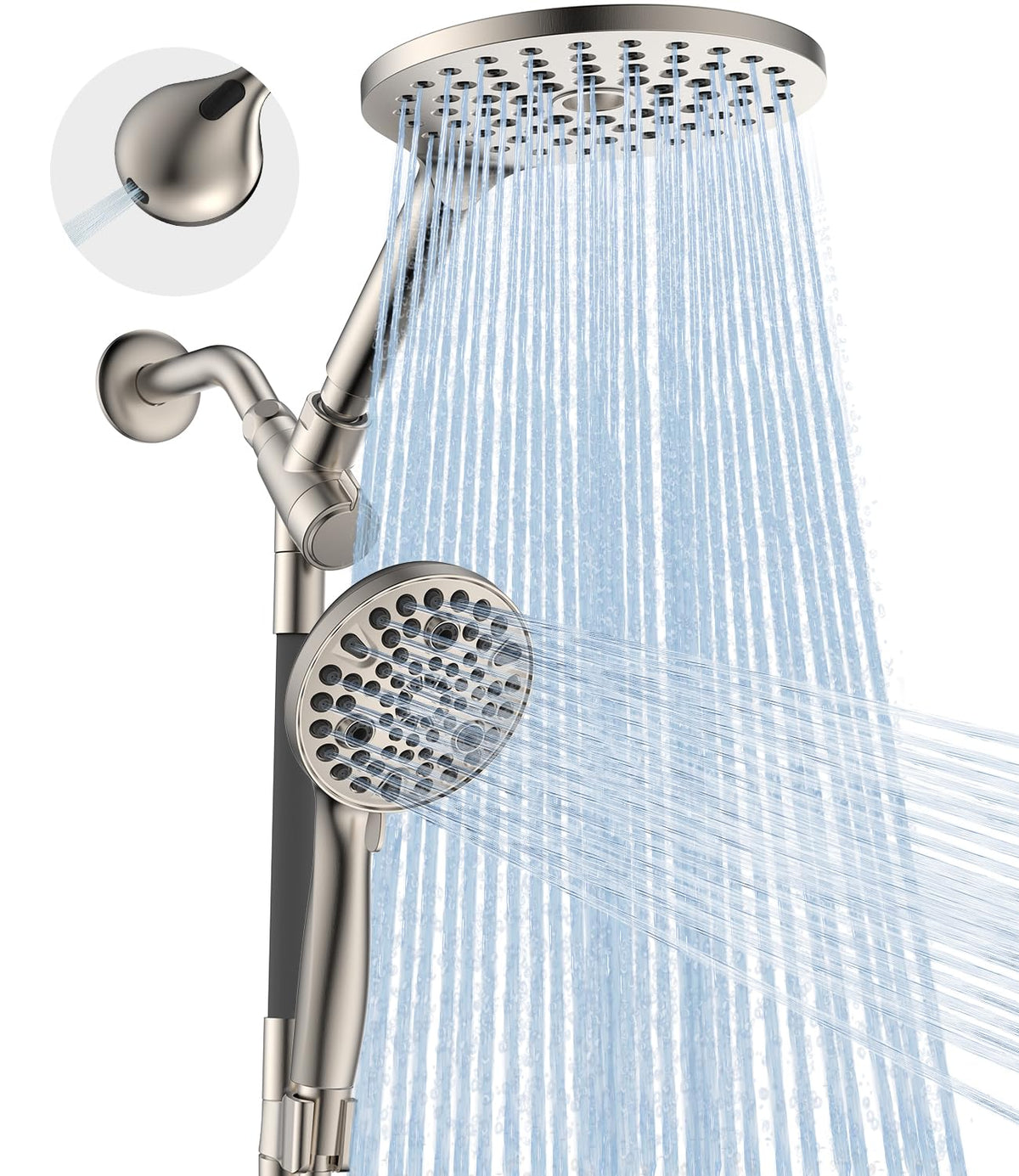 Dual Handheld Shower Head Combo (Brushed Nickel / 8 Inch Standard)