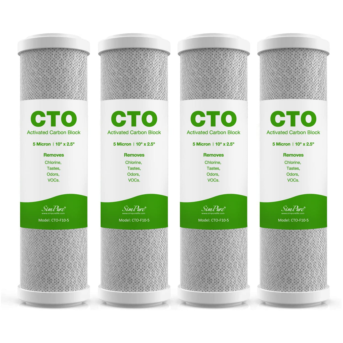 5 Micron 10" x 2.5" Whole House CTO Carbon Sediment Water Filter (Carbon / 4 Count (Pack of 1))