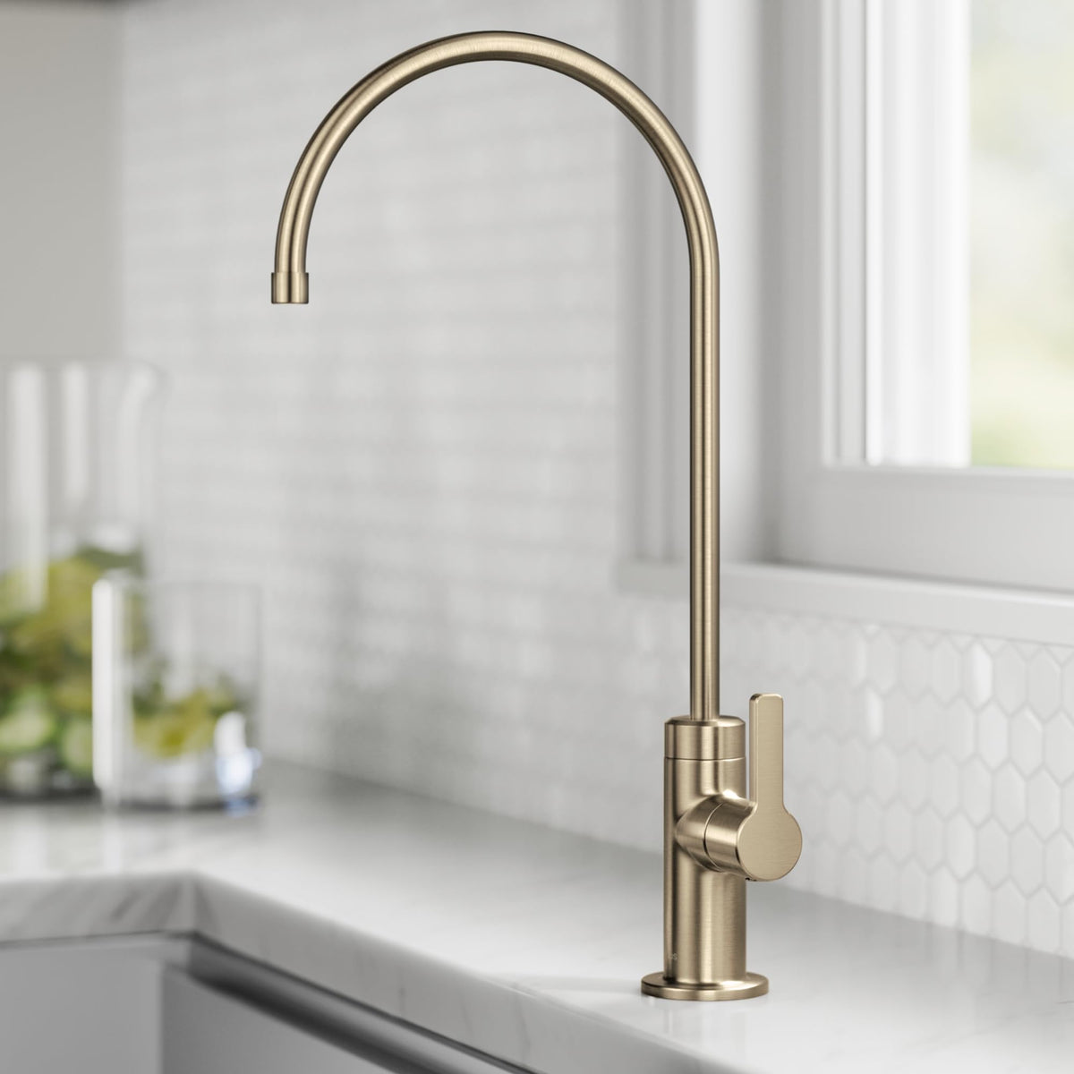 Oletto Single Handle Drinking Water Filter Faucet for or Water Filtration System in Spot (Filter Faucet / Spot Free Antique Champagne Bronze)