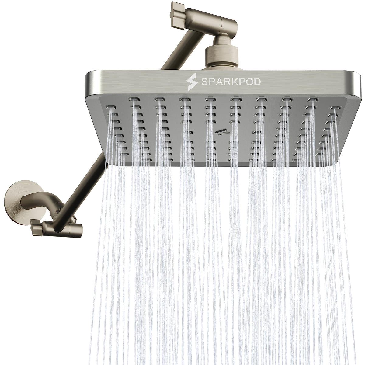 8" Square Rain Shower Head with 16" Shower Arm (2. Elegant Brushed Nickel)