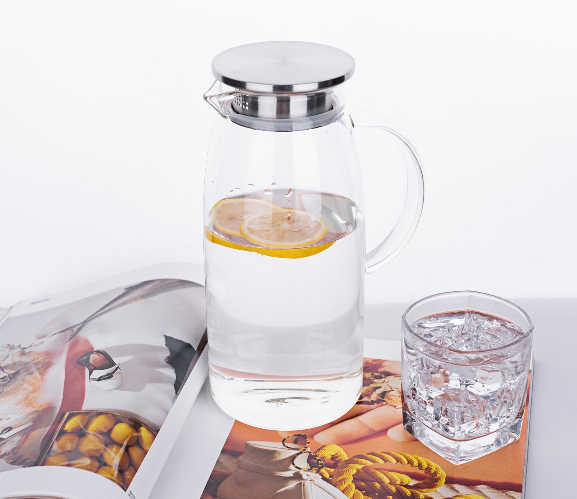 60 Ounces Glass Pitcher with Lid (60 Ounces)