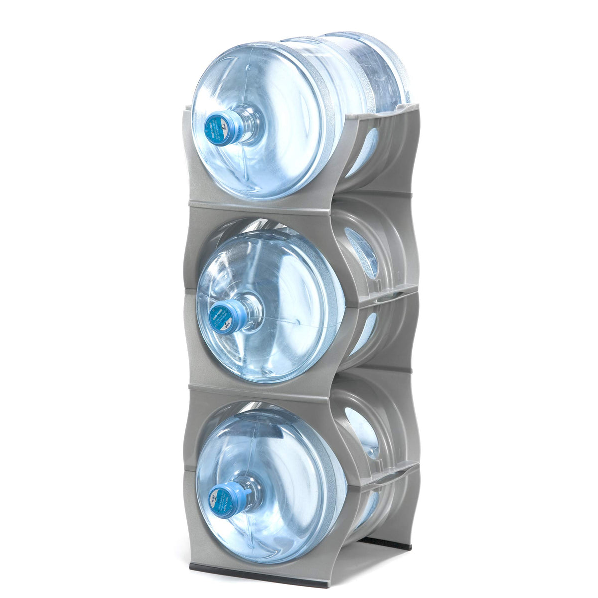 Stackable Water Bottle Storage Rack Best Water Jugs 5 Gallon Organizer. Jug Holder for Kitchen (3 No Shelf / Silver)