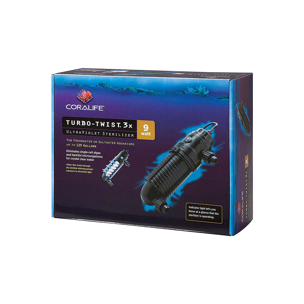 Turbo Twist 3X Aquarium UV Sterilizer (3X, 9 Watt, Up to 125 Gallons)