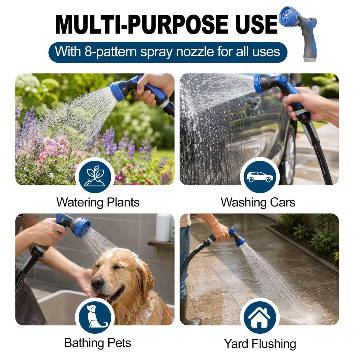 Garden Water Hose 100 ft x 5 (Black / 100 FT)