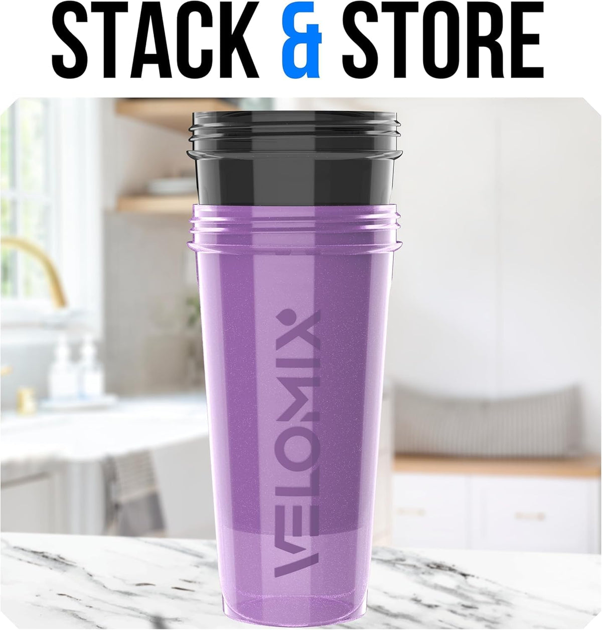 2 Pack 28oz Protein Shaker Bottle for Protein Mixes (A4) Purple / Black)