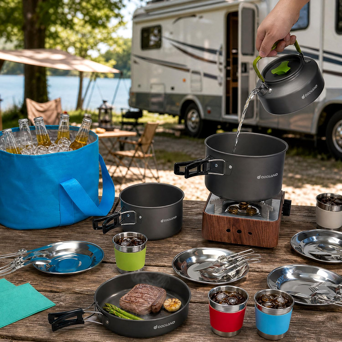 29pcs Camping Cookware Mess Kit