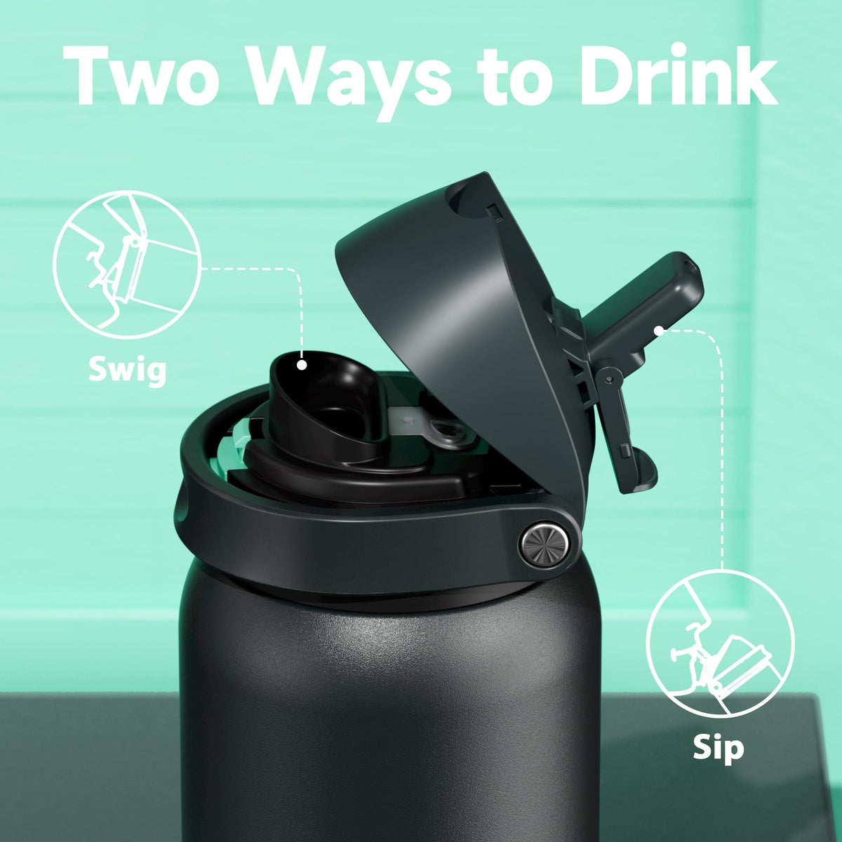 40 oz Insulated Stainless Steel Water Bottle for Sports (Foggy Tide / 40 Ounces)