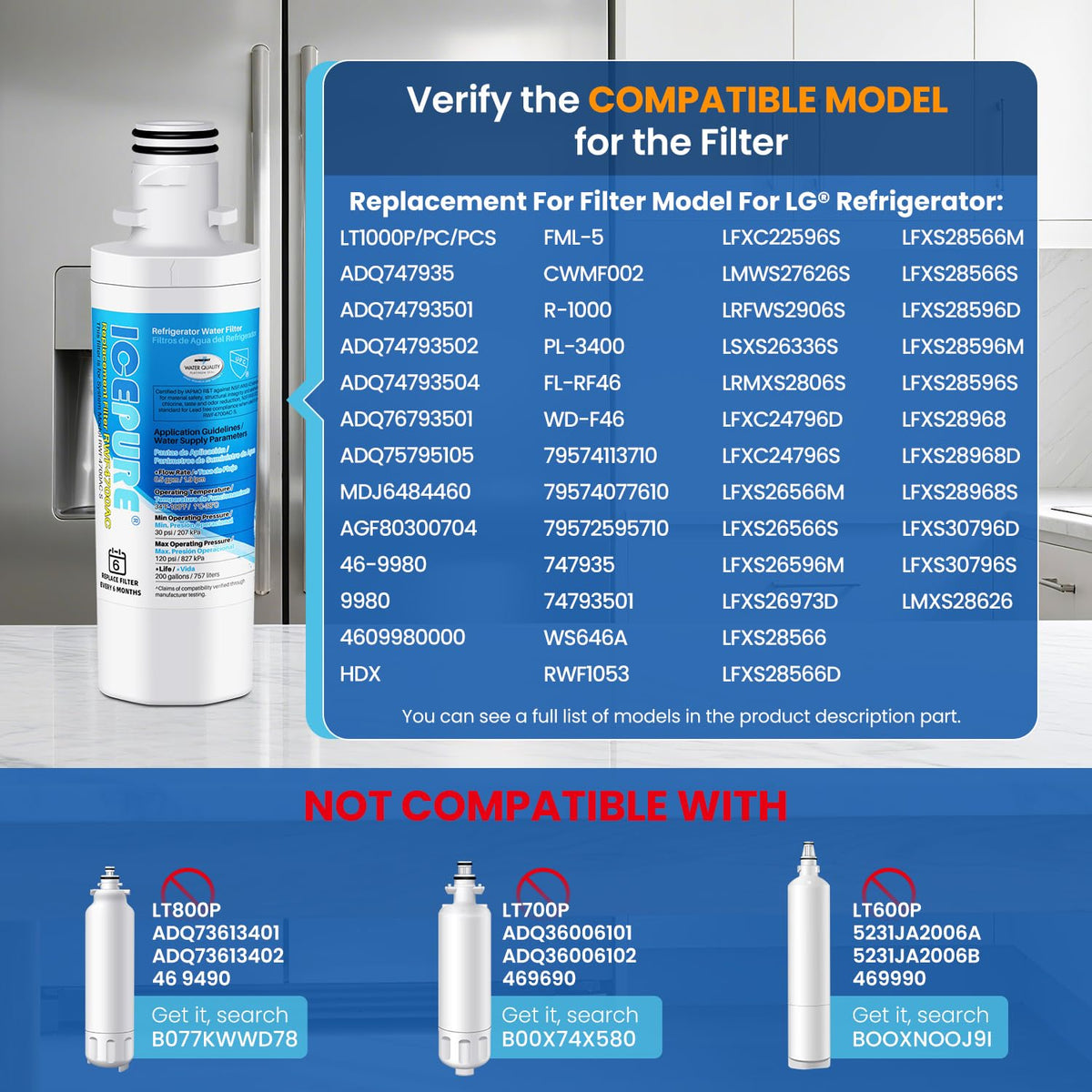 LT1000PC ADQ747935 Water Filter and LT120F Air Filter (Non-Alkaline Water Filter with Air Filter / 3 Count (Pack of 1))