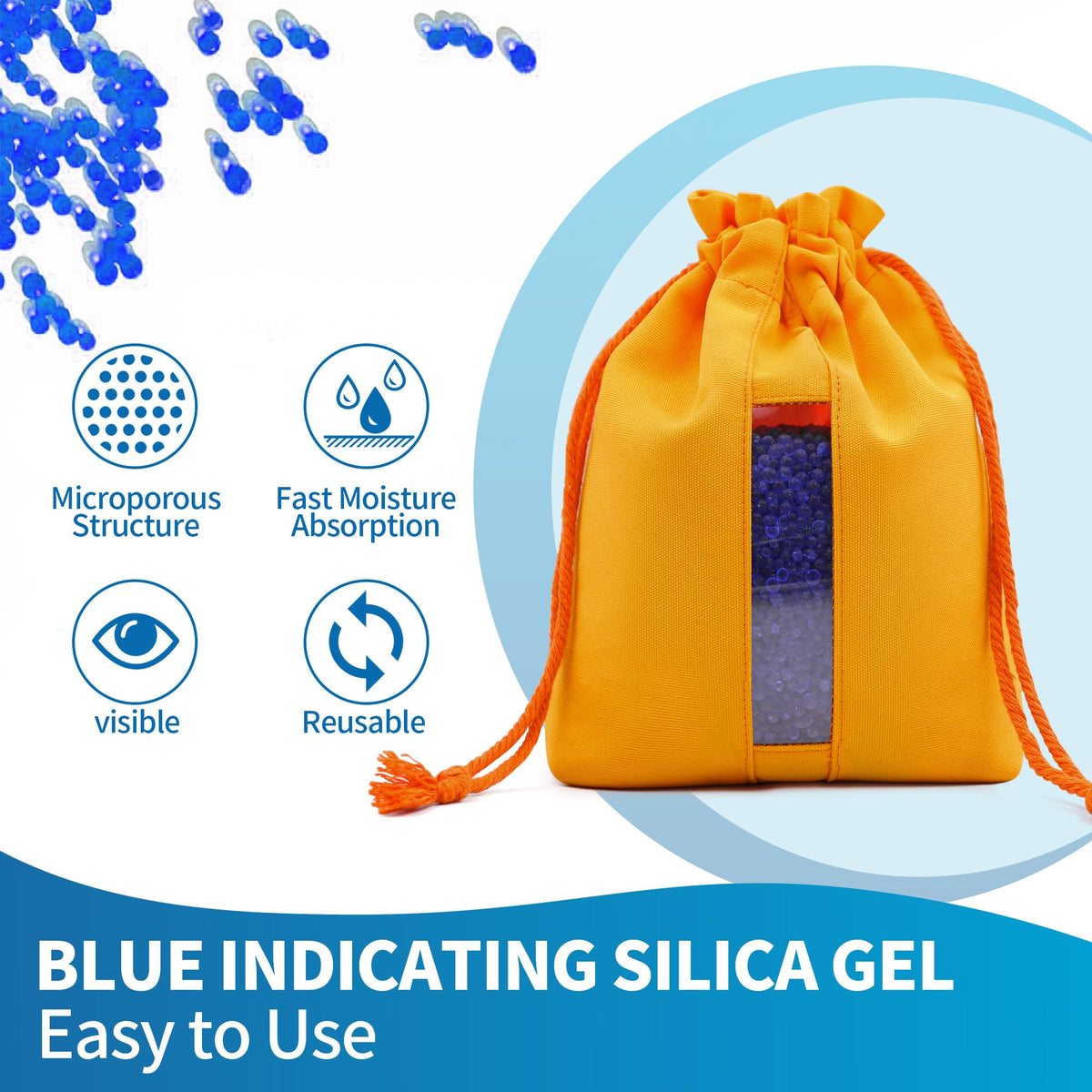 2X 500g Rechargeable Silica Gel Beads with 1 Cloth Bag (1000g)